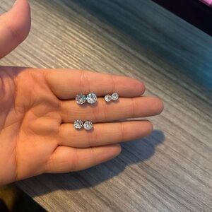 Silver Stud Earrings Set